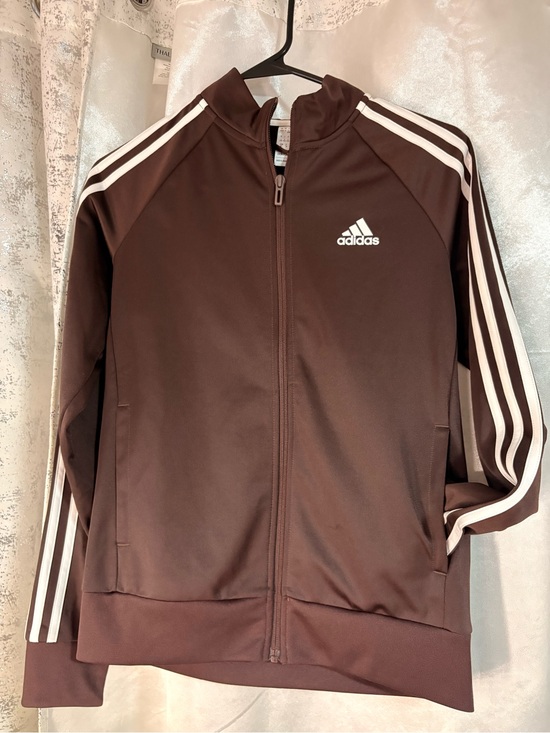 adidas Sweaters - adidas Brown Track Jacket with White Stripes